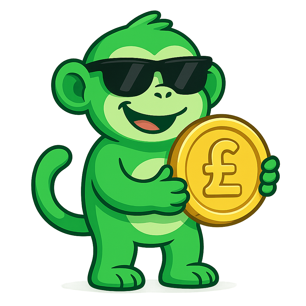 ReferMonkey mascot holding a coin
